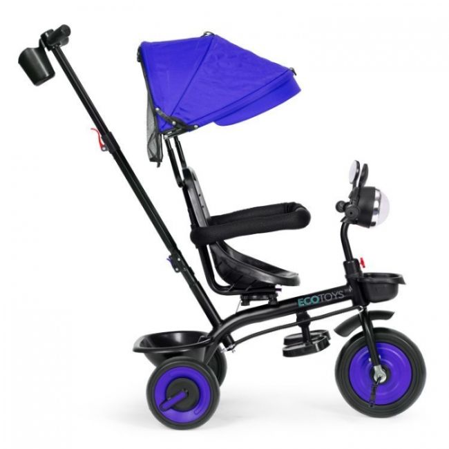 Tricicleta 3 in 1 pentru copii, scaun rotativ 360°, roti din spuma eva, ecotoys wql-066-51 - albastru edeediwql-066-51blue