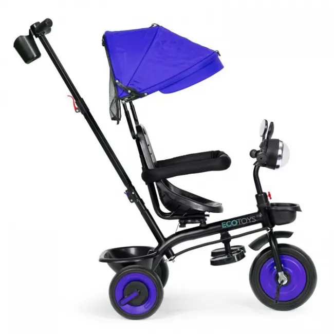 Tricicleta 3 in 1 pentru copii, scaun rotativ 360&deg;, roti din spuma eva, ecotoys wql-066-51 - albastru edeediwql-066-51blue