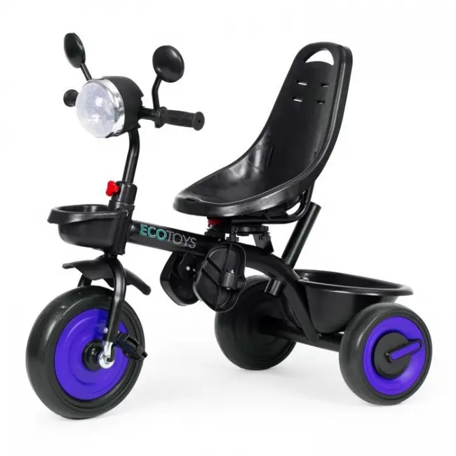 Tricicleta 3 in 1 pentru copii, scaun rotativ 360&deg;, roti din spuma eva, ecotoys wql-066-51 - albastru edeediwql-066-51blue