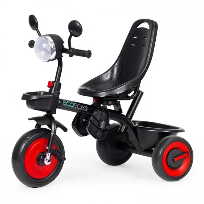Tricicleta 3 in 1 pentru copii, scaun rotativ 360&deg;, roti din spuma eva, ecotoys wql-066-51 - rosu edeediwql-066-51red