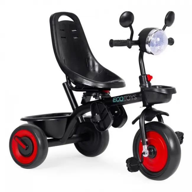 Tricicleta 3 in 1 pentru copii, scaun rotativ 360&deg;, roti din spuma eva, ecotoys wql-066-51 - rosu edeediwql-066-51red
