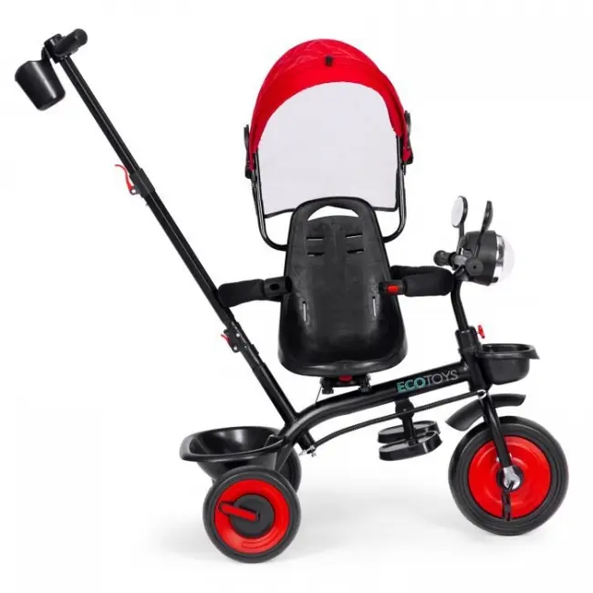 Tricicleta 3 in 1 pentru copii, scaun rotativ 360&deg;, roti din spuma eva, ecotoys wql-066-51 - rosu edeediwql-066-51red