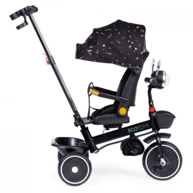 Tricicleta pentru copii, scaun rotativ 360°, roti din spuma eva, ecotoys wql-186 - negru edeediwql-186black