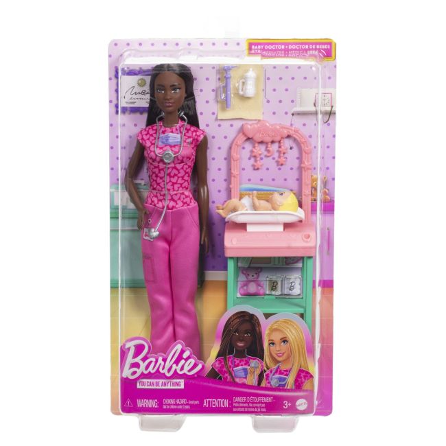 BARBIE SET DE JOACA PAPUSA BARBIE BRUNETA FACE CARIERA PEDIATRU VIVMTJCR71_JCR73
