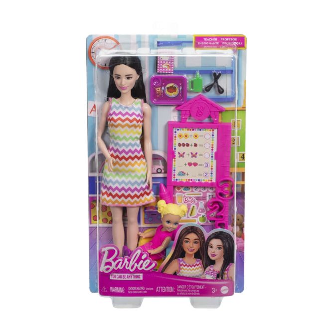 BARBIE SET DE JOACA PAPUSA BARBIE BRUNETA FACE CARIERA PROFESOARA VIVMTJCR71_JCR77