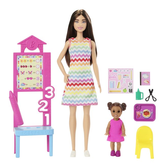 BARBIE SET DE JOACA PAPUSA BARBIE SATENA FACE CARIERA PROFESOARA VIVMTJCR71_JCR76