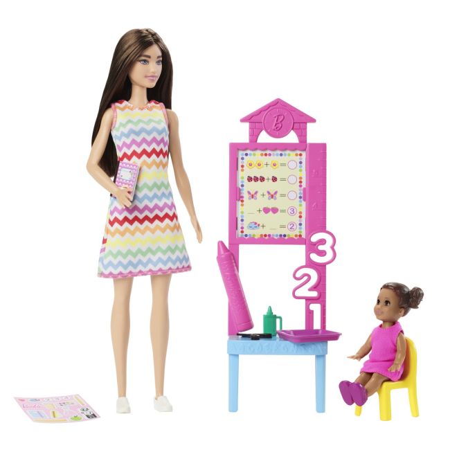 BARBIE SET DE JOACA PAPUSA BARBIE SATENA FACE CARIERA PROFESOARA VIVMTJCR71_JCR76
