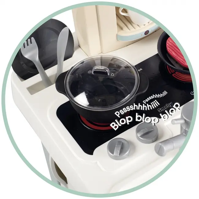 Bucatarie smoby cherry kitchen cu 25 accesorii hubs7600310914