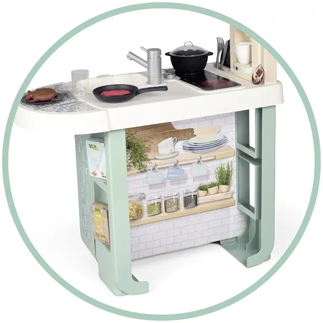 Bucatarie smoby cherry kitchen cu 25 accesorii hubs7600310914