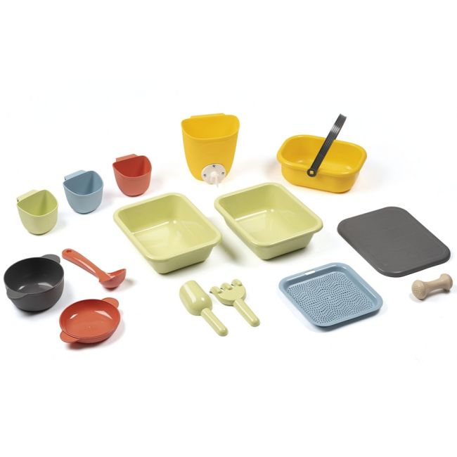 Bucatarie smoby mud kitchen cu 15 accesorii hubs7600840208