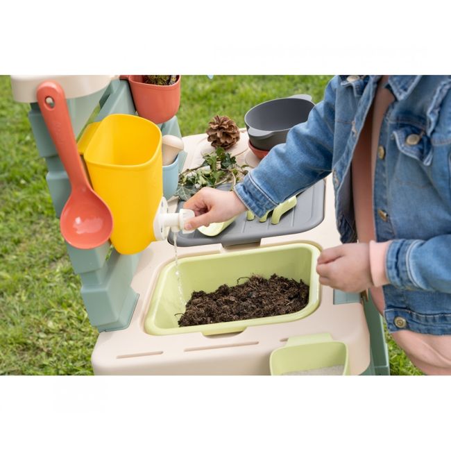Bucatarie smoby mud kitchen cu 15 accesorii hubs7600840208
