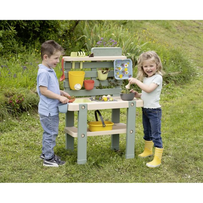 Bucatarie smoby mud kitchen cu 15 accesorii hubs7600840208