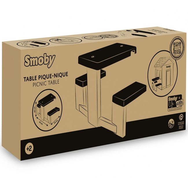 Masa de picnic cu doua banci smoby life pentru casuta verde hubs7600810927
