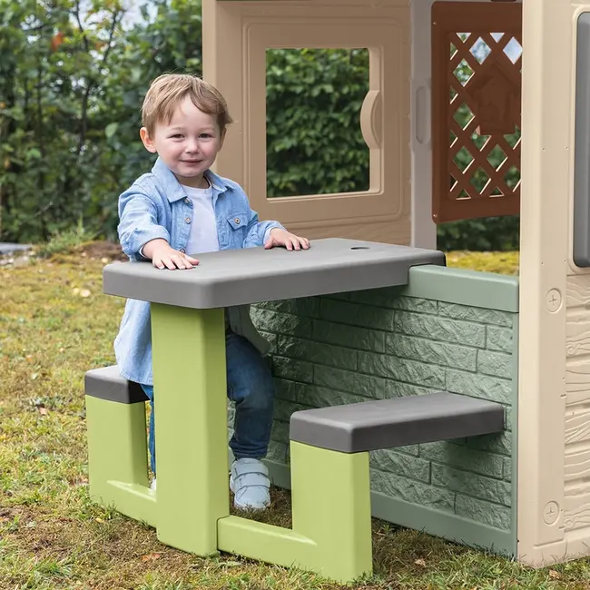 Masa de picnic cu doua banci smoby life pentru casuta verde hubs7600810927