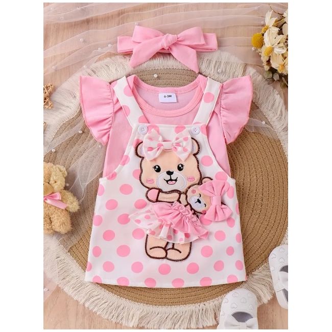 Set body roz si sarafan alb cu buline mbtu87-r1