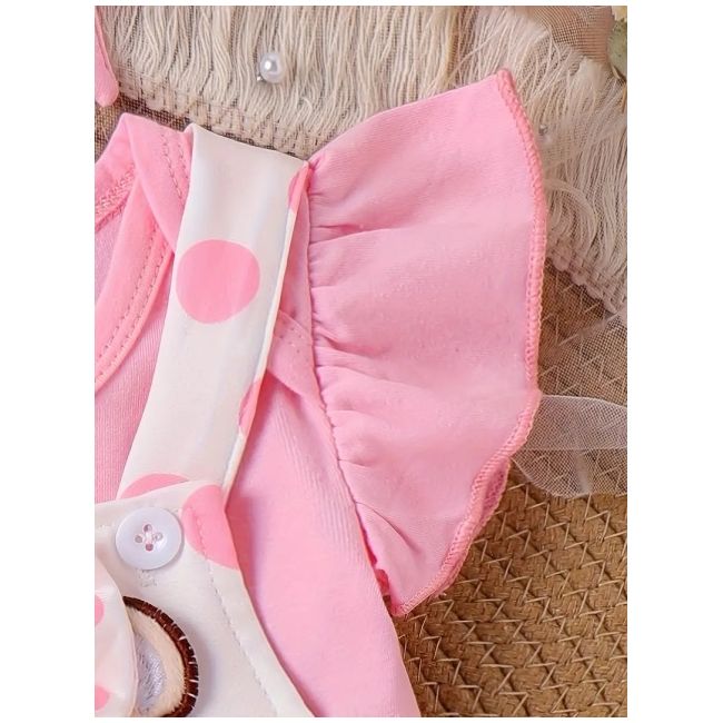 Set body roz si sarafan alb cu buline mbtu87-r1