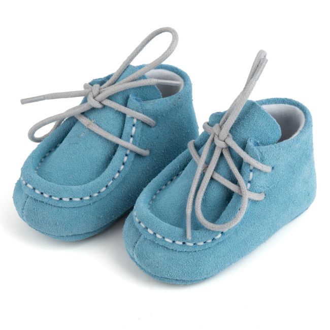 Botosei mocasini bebe BabyFox Bleu Ciel cu siret uni - FOX10312-9