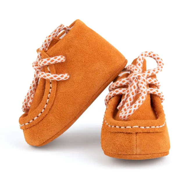 Botosei mocasini fetite BabyFox Portocaliu cu siret bicolor - FOX10312-1