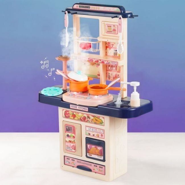 Bucatarie pentru copii cu sunete si accesorii ecotoys 65t-1 - bleumarin edeedi65t-1