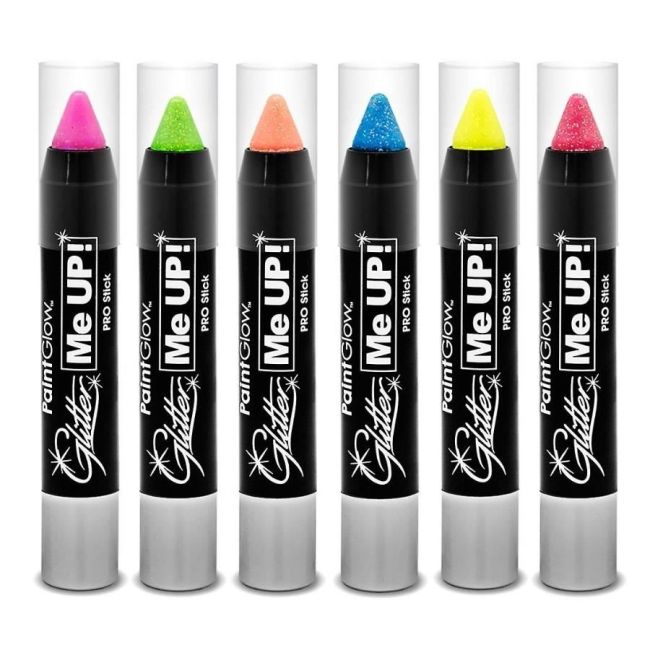 Creion cu sclipici, pentru fata si corp -UV reactiv - Champagne Pink Glitter me Up! Paint Glow MCSPGA711X42