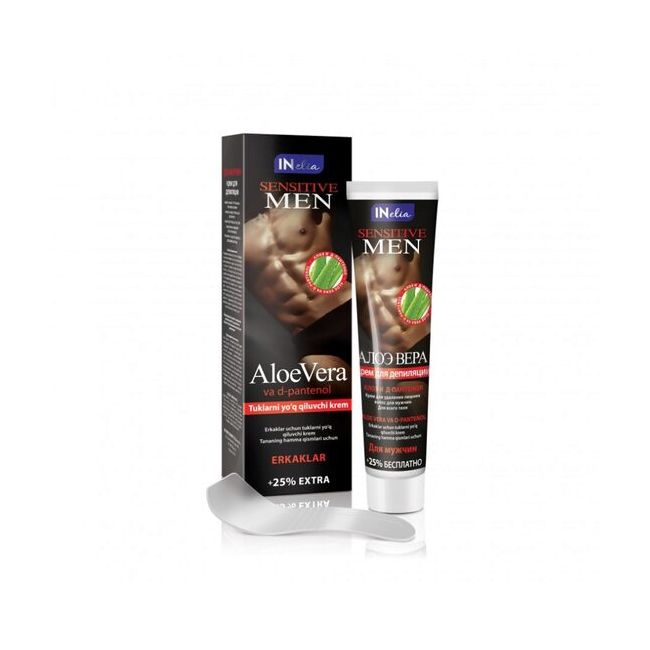 Crema depilatoare, Inelia,  Aloe Vera, pentru barbati, 125ml