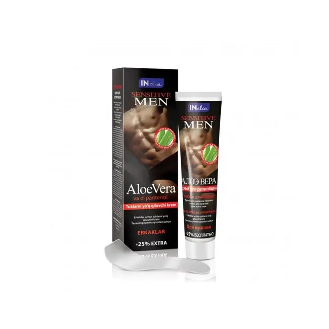 Crema depilatoare, Inelia,  Aloe Vera, pentru barbati, 125ml