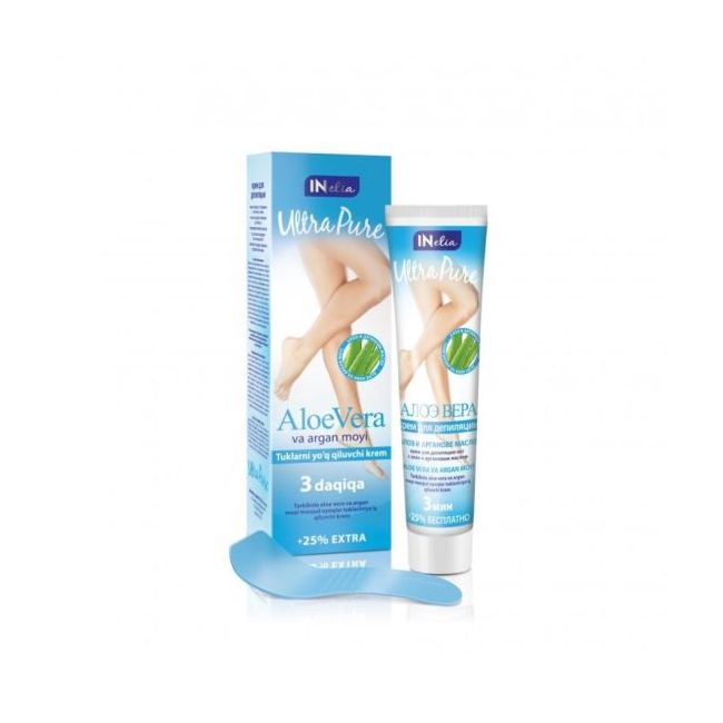 Crema depilatoare, Inelia Ultra Pure, Aloe Vera si ulei de argan, 125ml