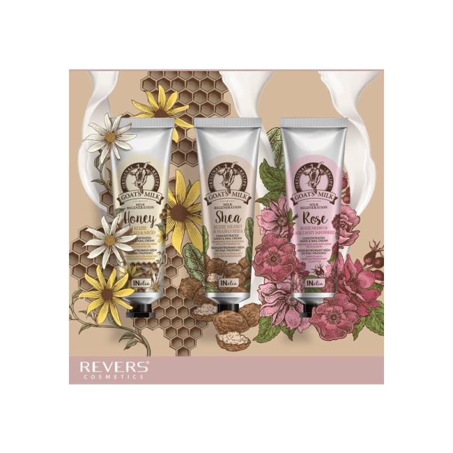 Crema pentru maini si unghii concentrata, cu lapte de capra si miere INelia Revers 100 ml