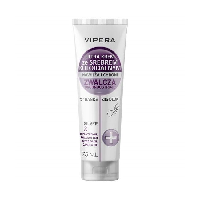 Crema pt maini cu argint coloidal, d-panthenol, unt de karite si ulei de avocado, Vipera, 75ml MCSV60102