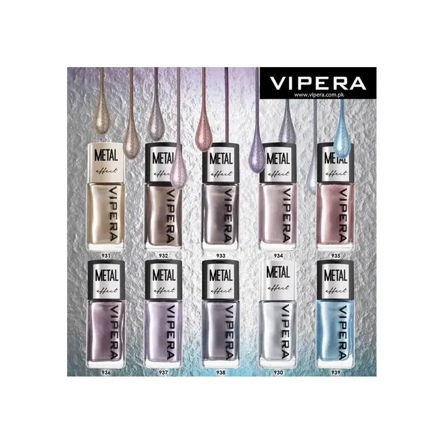 Lac de unghii Metal Effect, Vipera, Nr 933, Alcor, cu efect de oglinda, 10ml MCSV54933
