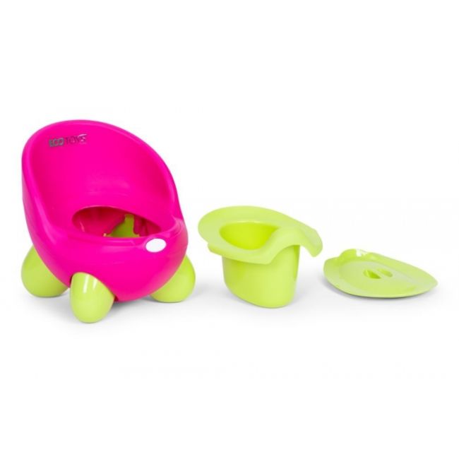Olita pentru copii, insertie detasabila, picioare antiderapante ecotoys pp112 - roz-verde edeedipp112red