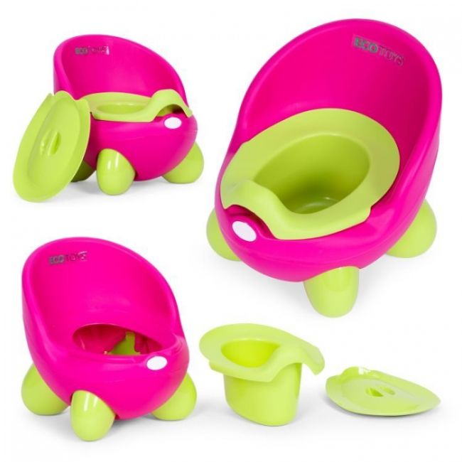Olita pentru copii, insertie detasabila, picioare antiderapante ecotoys pp112 - roz-verde edeedipp112red