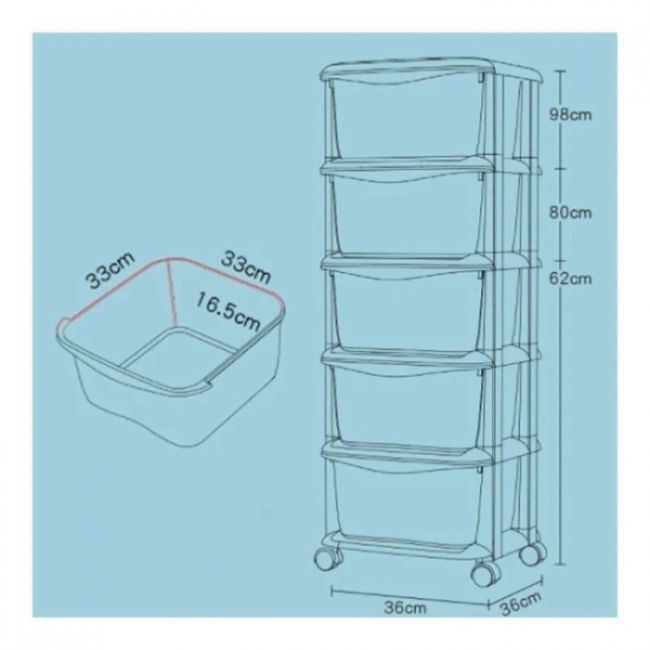 Raft cu 5 compartimente pentru depozitarea diverselor obiecte modernhome po08 - multicolor edeedipo08