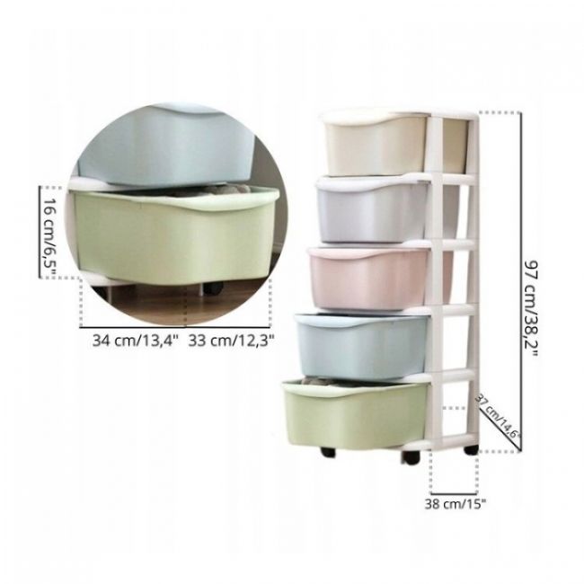 Raft cu 5 compartimente pentru depozitarea diverselor obiecte modernhome po10 - multicolor edeedipo10