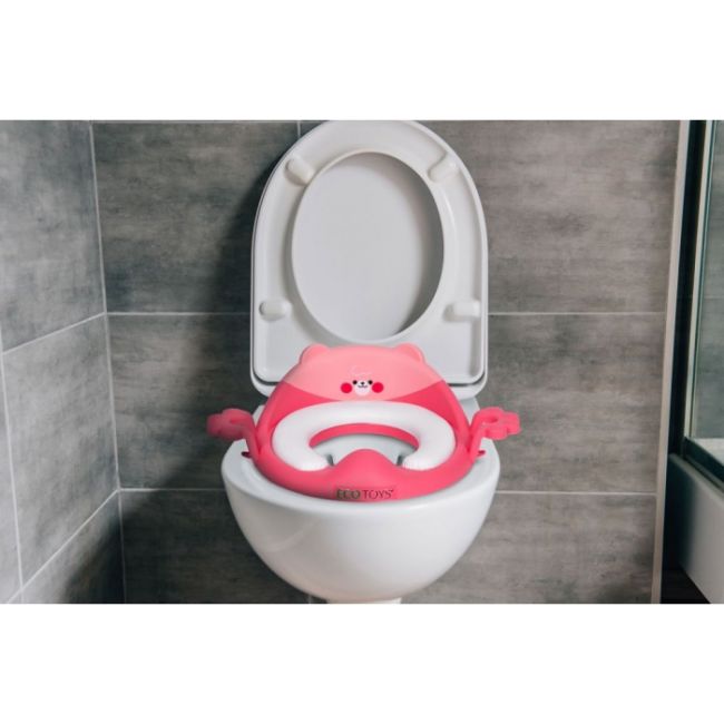 Reductor toaleta cu manere pentru copii ecotoys pp104 - roz edeedipp104pink