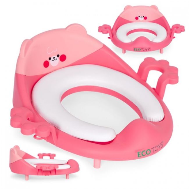 Reductor toaleta cu manere pentru copii ecotoys pp104 - roz edeedipp104pink