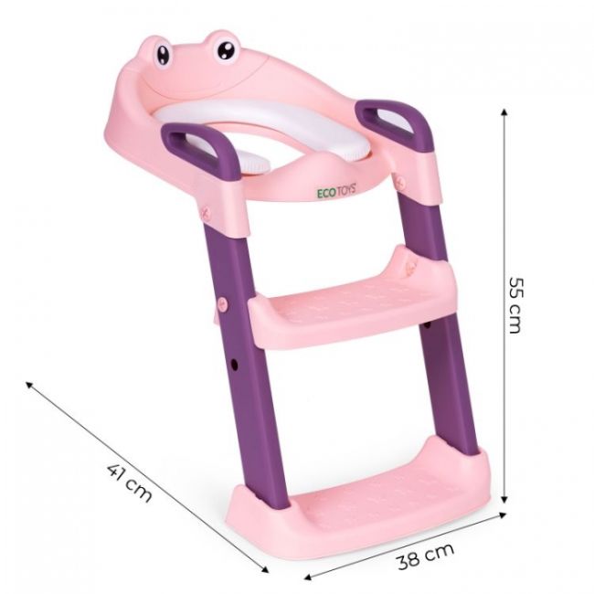 Reductor toaleta cu scara pentru copii ecotoys pp8001 - roz edeedipp8001pink
