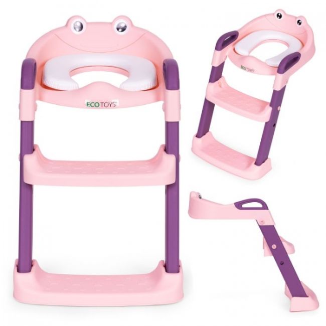 Reductor toaleta cu scara pentru copii ecotoys pp8001 - roz edeedipp8001pink