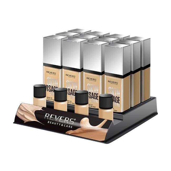 Set 12 bucati Fond de ten cu pompita, Skin Visage Expert, Revers, 30 ml