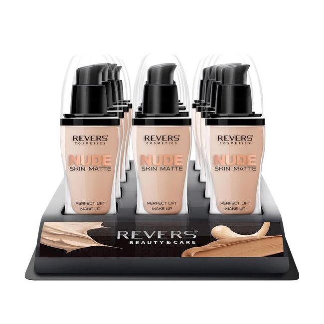 Set 12 bucati Fond de ten matifiant, Nude Skin Matte Perfect, Revers,  30 ml