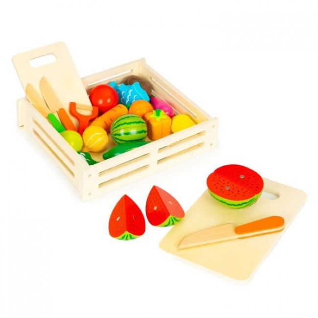 Set de fructe si legume din lemn, 17 elemente, ecotoys hc590048 edeedihc590048