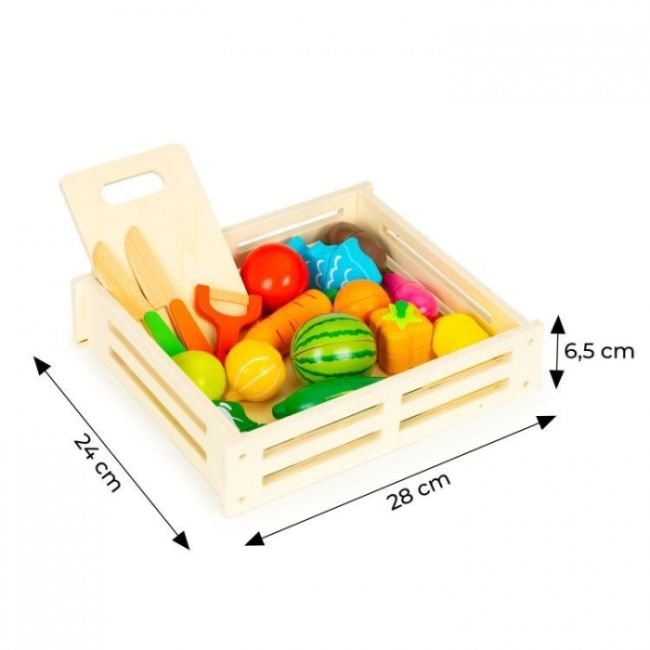 Set de fructe si legume din lemn, 17 elemente, ecotoys hc590048 edeedihc590048