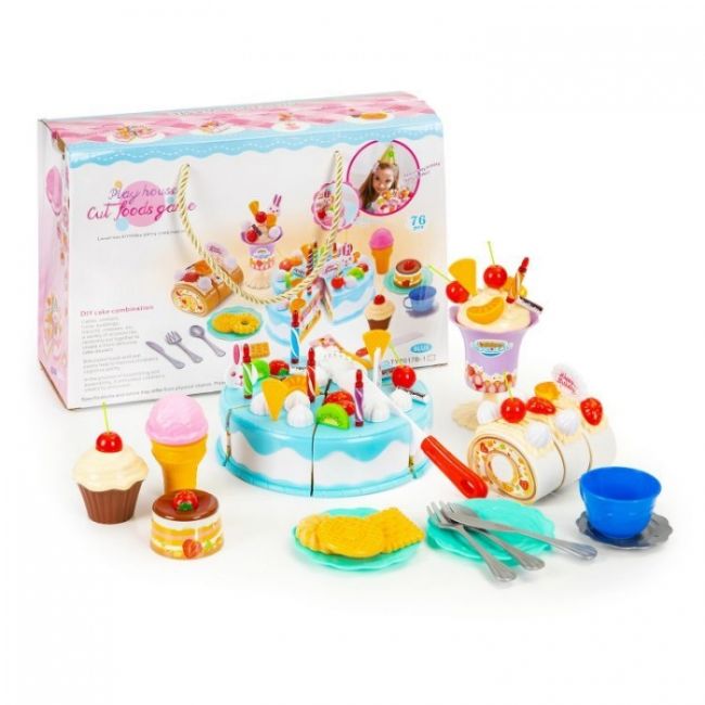 Set tort aniversar cu accesorii, 76 de elemente, ecotoys hc429509 edeedihc429509