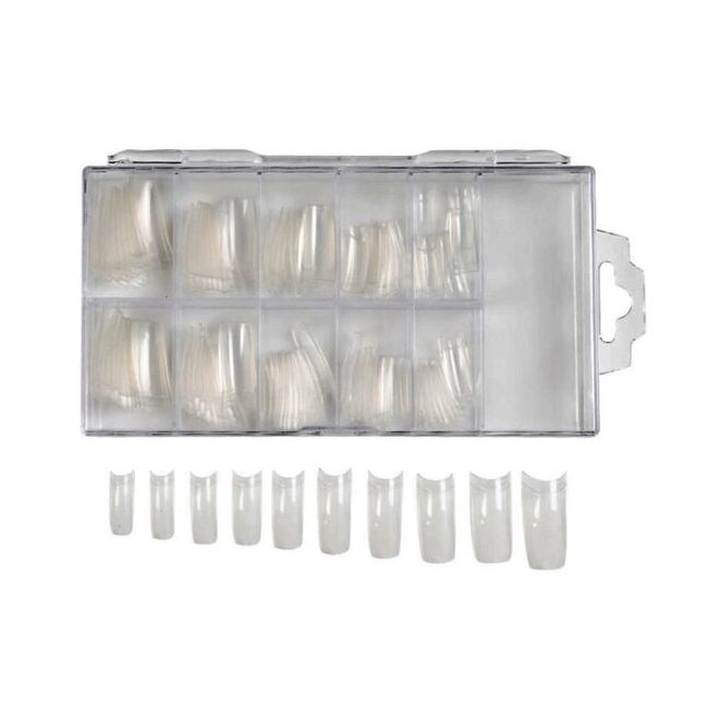 Tipsuri pentru unghii, transparente, set de 100buc