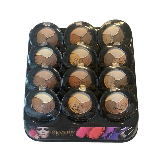 Fard de pleoape in trei nuante, Lavien Trio, Setul 1 mixt, 12 bucati, nuante nude mate
