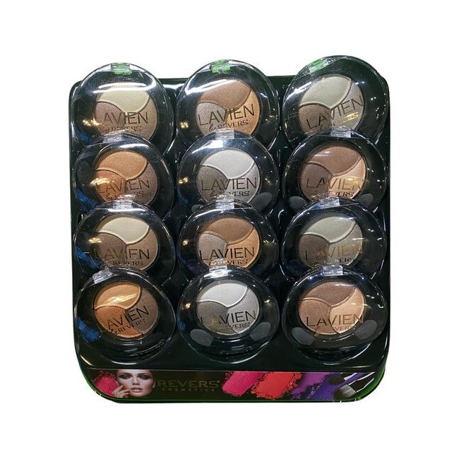 Fard de pleoape in trei nuante, Lavien Trio, Setul 2 mixt, 12 bucati, nuante nude sidefate