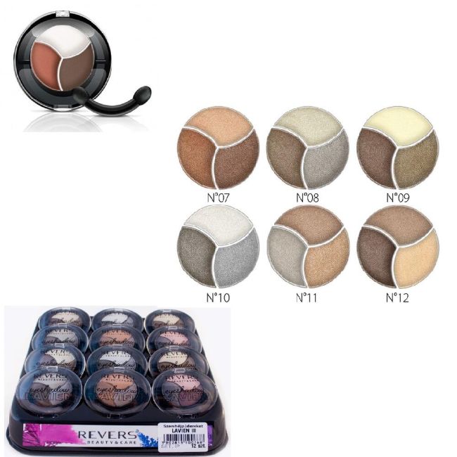 Fard de pleoape in trei nuante, Lavien Trio, Setul 2 mixt, 12 bucati, nuante nude sidefate