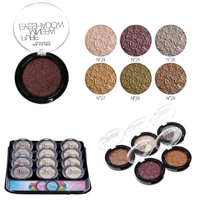 Fard de pleoape monocolor, Mineral Pure, Setul 2, mixt de 12 bucati, nuante sidefate, nude