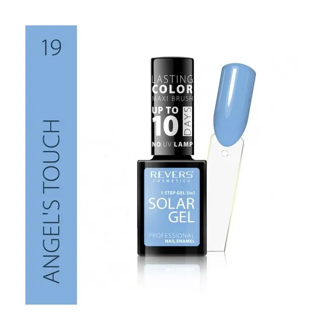 Lac de unghii Solar Gel, Revers, 12 ml, albastru, nr 19, angel's touch