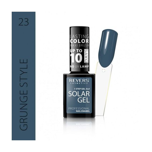 Lac de unghii Solar Gel, Revers, 12 ml, albastru, nr 23, grunge style